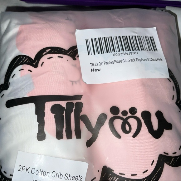 TILLYOU 1 Pink 1 white/pink Fitted Crib Sheets 28inx52in x 8in 100% Cotton, New - Picture 2 of 16